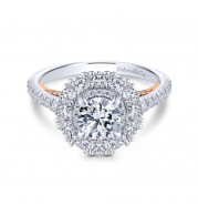 Gabriel & Co. 14k Two Tone Gold Embrace Double Halo Engagement Ring - ER13915R3T44JJ