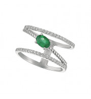 Jewelmi Custom 14k White Gold Emerald Diamond Ring