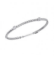 Alisa Sterling Silver Diamond Bangle Bracelet