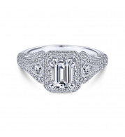 Gabriel & Co. 14k White Gold Victorian Halo Engagement Ring - ER14304W44JJ