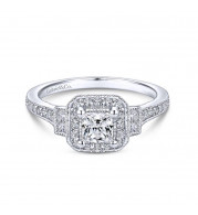 Gabriel & Co. 14k White Gold Victorian Halo Engagement Ring - ER10510S0W44JJ