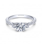 Gabriel & Co. 14k White Gold Contemporary 3 Stone Engagement Ring - ER7460W44JJ