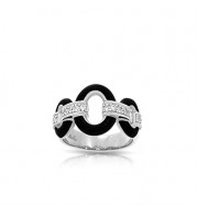 Belle Etoile Connection Black Enamel and CZ Ring