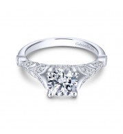 Gabriel & Co. 14k White Gold Victorian Split Shank Engagement Ring - ER13888R4W44JJ