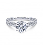 Gabriel & Co. 14k White Gold Victorian Straight Engagement Ring - ER14433R4W44JJ