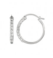Jewelmi Custom 14k White Gold Diamond Hoop Earrings