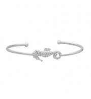 Jewelmi Custom 14k White Gold Diamond Bangle Bracelet