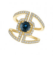 Jewelmi Custom 14k Yellow Gold Sapphire Diamond Ring