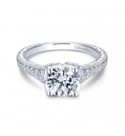 Gabriel & Co. 14k White Gold Victorian Straight Engagement Ring - ER13849R4W44JJ