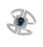 Jewelmi Custom 14k White Gold Sapphire Diamond Ring