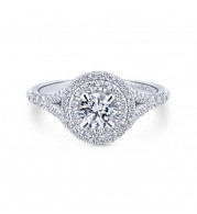 Gabriel & Co. 14k Two Tone Gold Contemporary Double Halo Engagement Ring - ER13020R0T44JJ