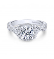 Gabriel & Co. 14k White Gold Rosette Halo Engagement Ring - ER12680R4W44JJ
