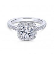 Gabriel & Co. 14k White Gold Victorian Halo Engagement Ring - ER11292W44JJ
