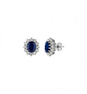 Jewelmi Custom 14k White Gold Sapphire Diamond Earrings