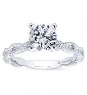 Gabriel & Co. 14k White Gold Victorian Straight Engagement Ring - ER4122W44JJ