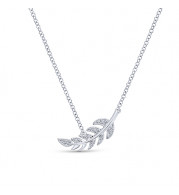 Gabriel & Co. 14k White Gold Leaf Design Diamond Necklace