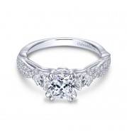 Gabriel & Co. 14k White Gold Contemporary 3 Stone Engagement Ring - ER13900C4W44JJ