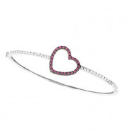 Jewelmi Custom 14k White Gold Sapphire Diamond Bangle Bracelet