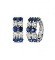 Jewelmi Custom 14k White Gold Sapphire Diamond Hoop Earrings