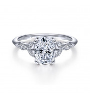 Gabriel & Co. 14k White Gold Victorian Straight Engagement Ring - ER11721O4W44JJ