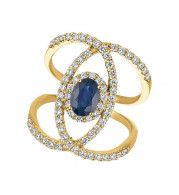 Jewelmi Custom 14k Yellow Gold Sapphire Diamond Ring