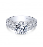 Gabriel & Co. 14k White Gold Victorian Straight Engagement Ring - ER8747W44JJ