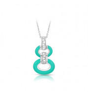 Belle Etoile Connection Aqua Enamel and CZ Pendant