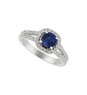 Jewelmi Custom 14k White Gold Sapphire Diamond Engagement Ring
