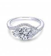 Gabriel & Co. 14k White Gold Contemporary 3 Stone Engagement Ring - ER5331W44JJ