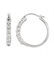 Jewelmi Custom 14k White Gold Diamond Hoop Earrings