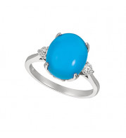 Jewelmi Custom 14k White Gold Turquoise Diamond Ring