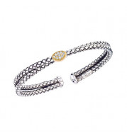 Alisa Sterling Silver & 18k Yellow Gold Diamond Crossover Cuff Bracelet