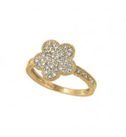 Jewelmi Custom 14k Yellow Gold Diamond Flower Ring