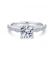 Gabriel & Co. 14k White Gold Victorian Straight Engagement Ring - ER14427R4W44JJ