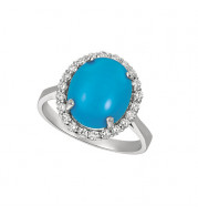Jewelmi Custom 14k White Gold Turquoise Diamond Ring