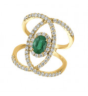 Jewelmi Custom 14k Yellow Gold Emerald Diamond Ring