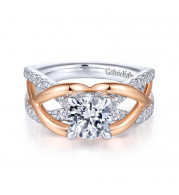 Gabriel & Co. 14k Two Tone Gold Contemporary Twisted Engagement Ring - ER14417R4T44JJ