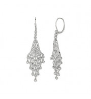 Jewelmi Custom 14k White Gold Diamond Chandelier Earrings