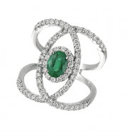 Jewelmi Custom 14k White Gold Emerald Diamond Ring
