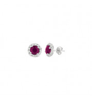 Jewelmi Custom 14k White Gold Ruby Diamond Earrings