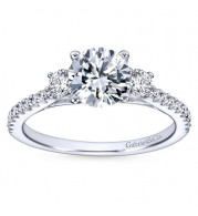 Gabriel & Co. 14k White Gold Contemporary 3 Stone Engagement Ring - ER7296W44JJ