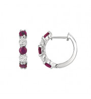 Jewelmi Custom 14k White Gold Ruby Diamond Hoop Earrings