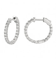 Jewelmi Custom 14k White Gold Diamond Hoop Earrings