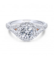 Gabriel & Co. 14k Two Tone Gold Blush Halo Engagement Ring - ER12834R3T44JJ
