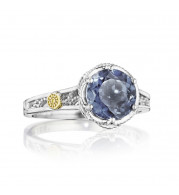Tacori Sterling Silver Crescent Crown Gemstone Men's Ring - SR22833