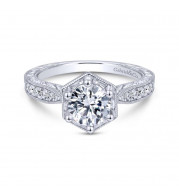 Gabriel & Co. 14k White Gold Art Deco Straight Engagement Ring - ER14498R4W44JJ