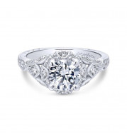 Gabriel & Co. 14k White Gold Victorian Vintage Engagement Ring - ER12579R4W44JJ