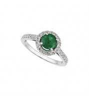 Jewelmi Custom 14k White Gold Emerald Diamond Engagement Ring