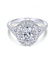Gabriel & Co. 14k Two Tone Gold Embrace Double Halo Engagement Ring - ER13889O3T44JJ
