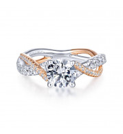 Gabriel & Co. 14k Two Tone Gold Contemporary Twisted Engagement Ring - ER14460R4T44JJ